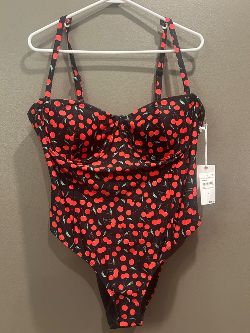 NEW! Good American black cherry underwire one piece swimsuit